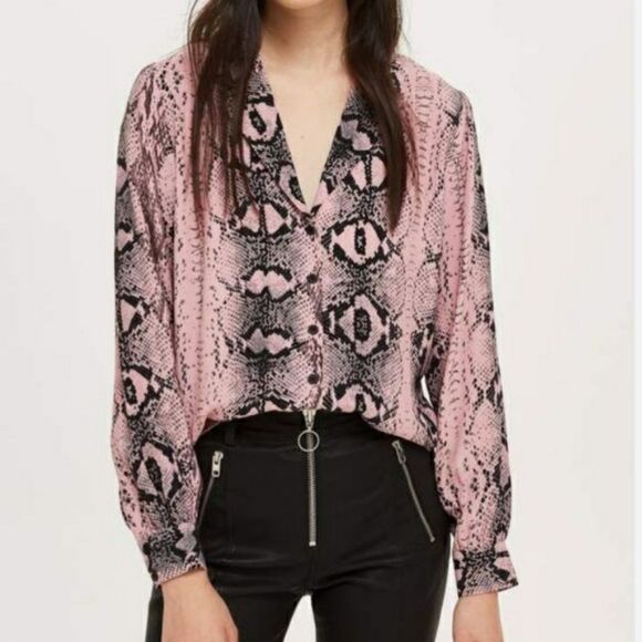 Topshop Snake Print Button Front Sz 6 - Picture 1 of 8